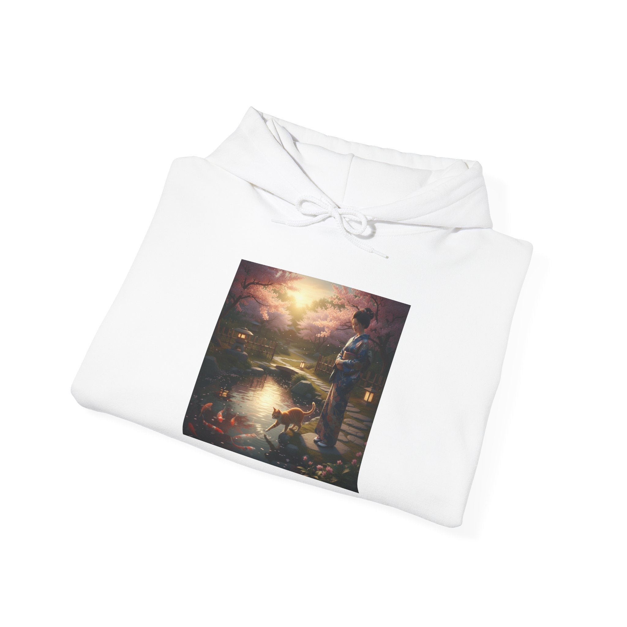Japanese Garden Print Hoodie - AI Market Visuals Hoodie