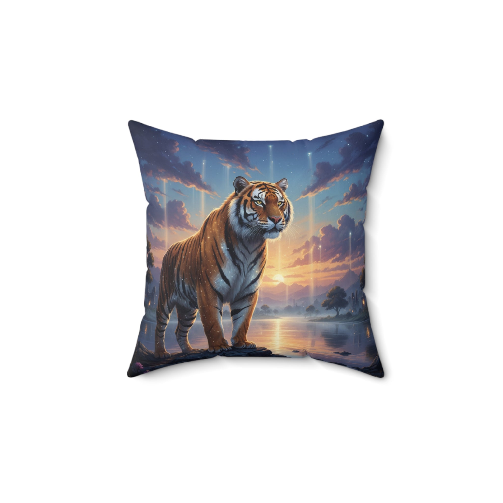Majestic Tiger Landscape Decorative Cushion - AI Market Visuals Home Decor