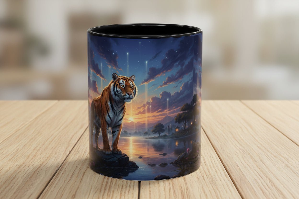 Tiger Sunset Coffee Mug - AI Market Visuals Mug