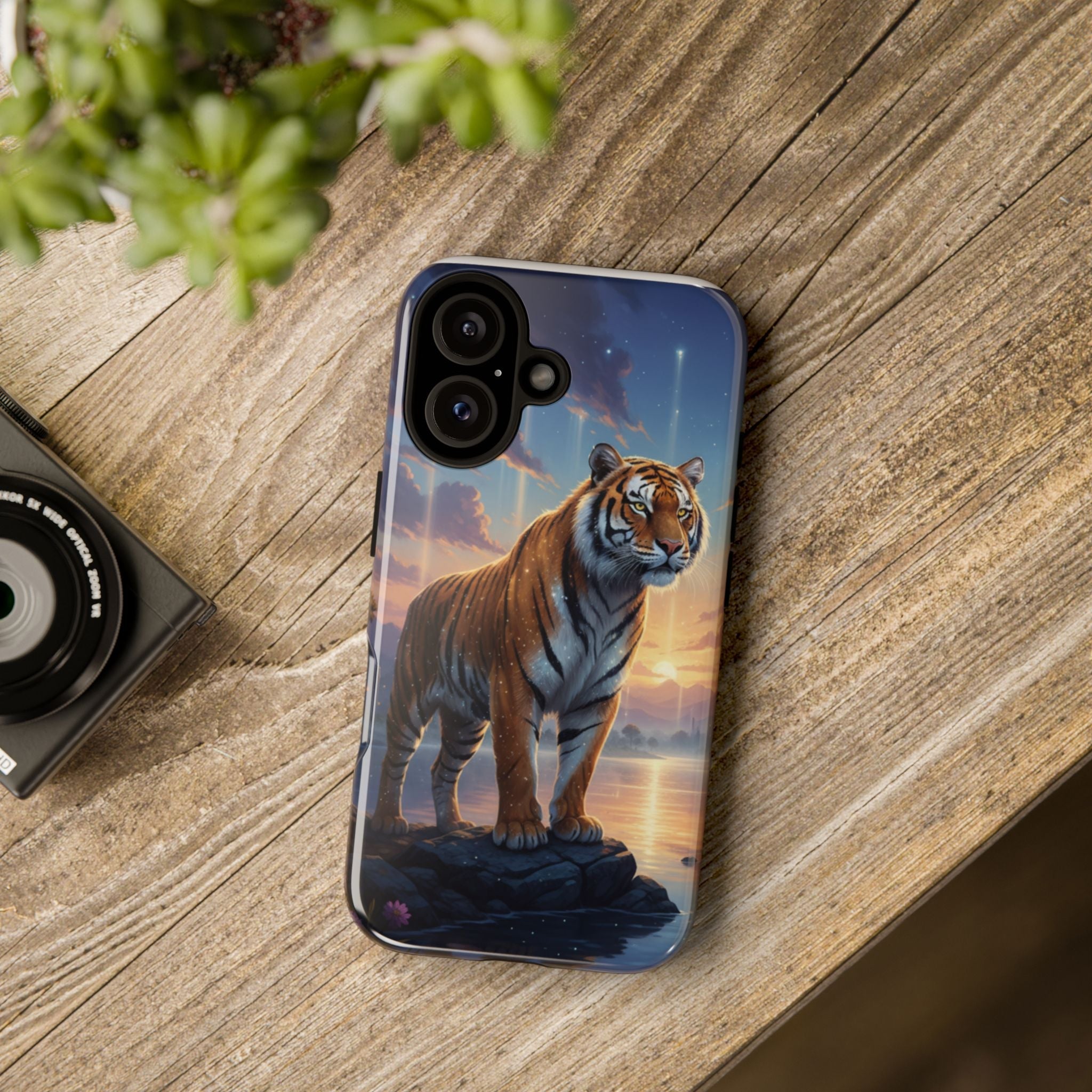 Tiger Sunset Protective iPhone Cover - AI Market Visuals Phone Case