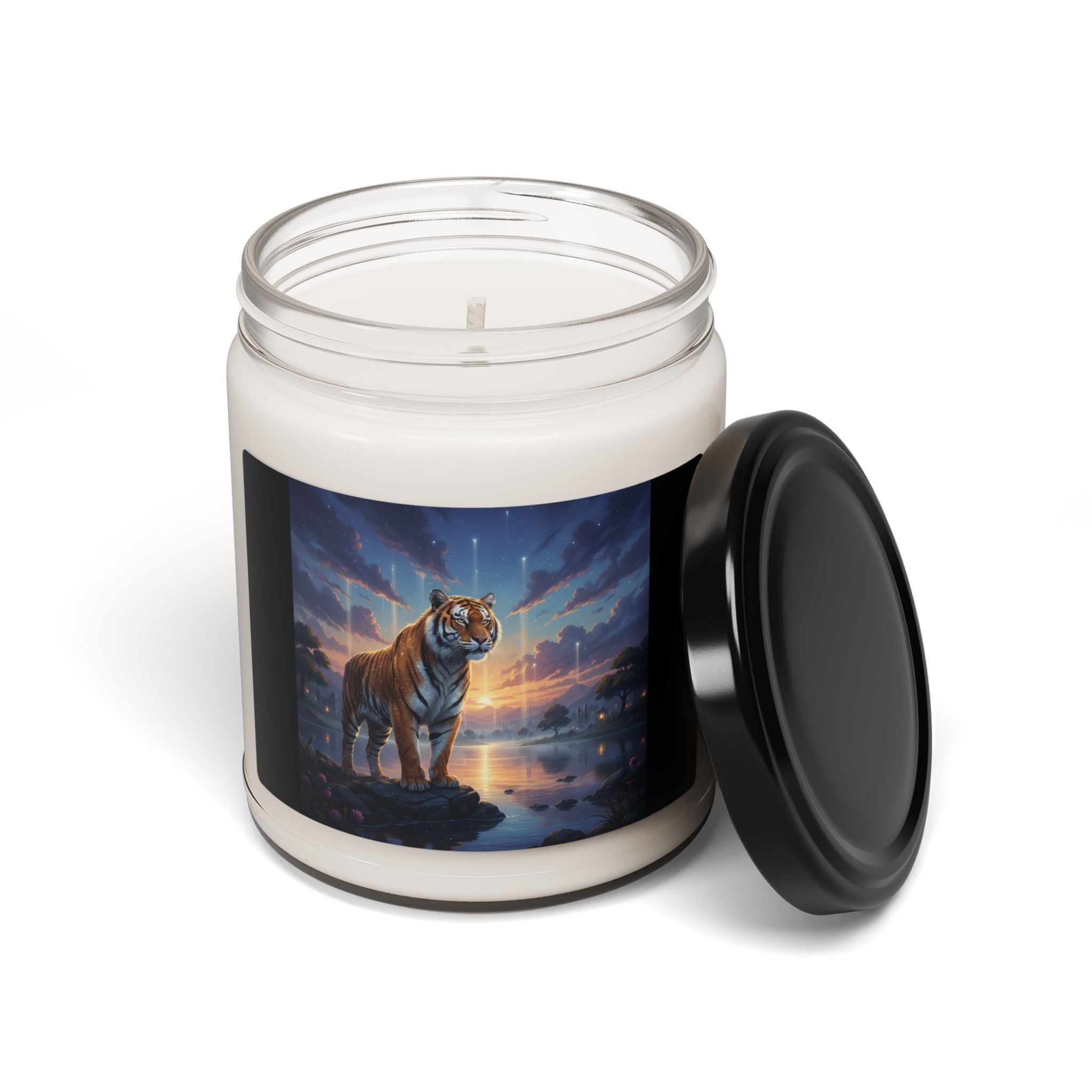 Tiger Sunset Scented Soy Candle - AI Market Visuals Home Decor