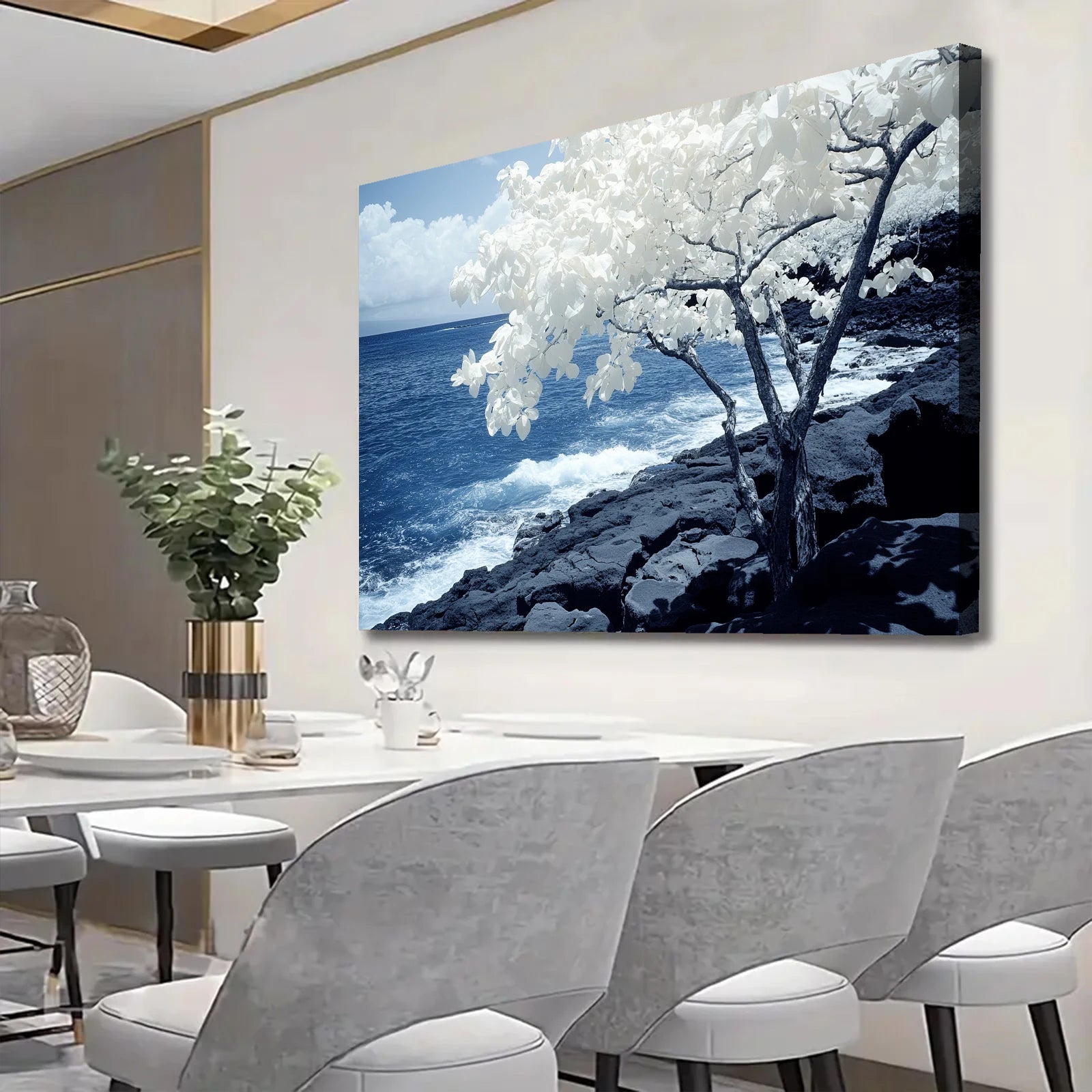 White Tree on Coastal Cliff - AI Market Visuals