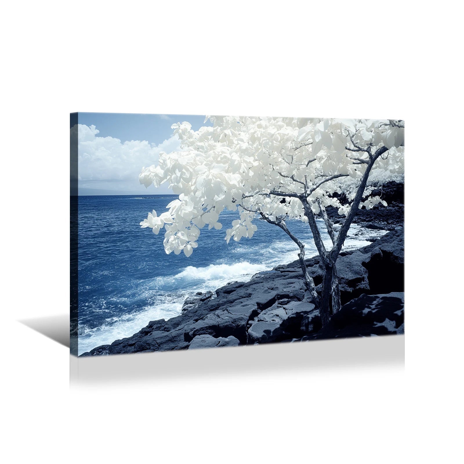 White Tree on Coastal Cliff - AI Market Visuals