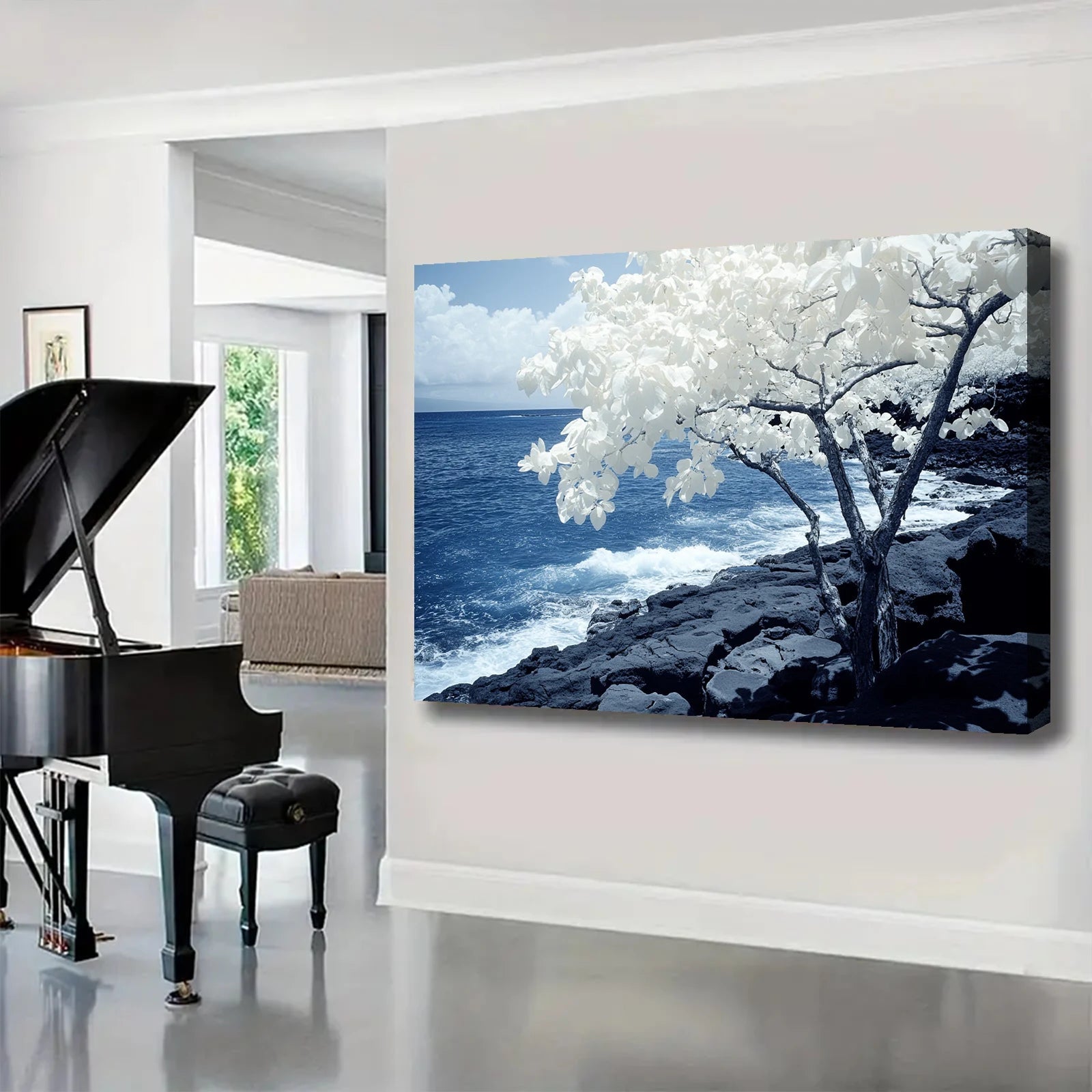 White Tree on Coastal Cliff - AI Market Visuals