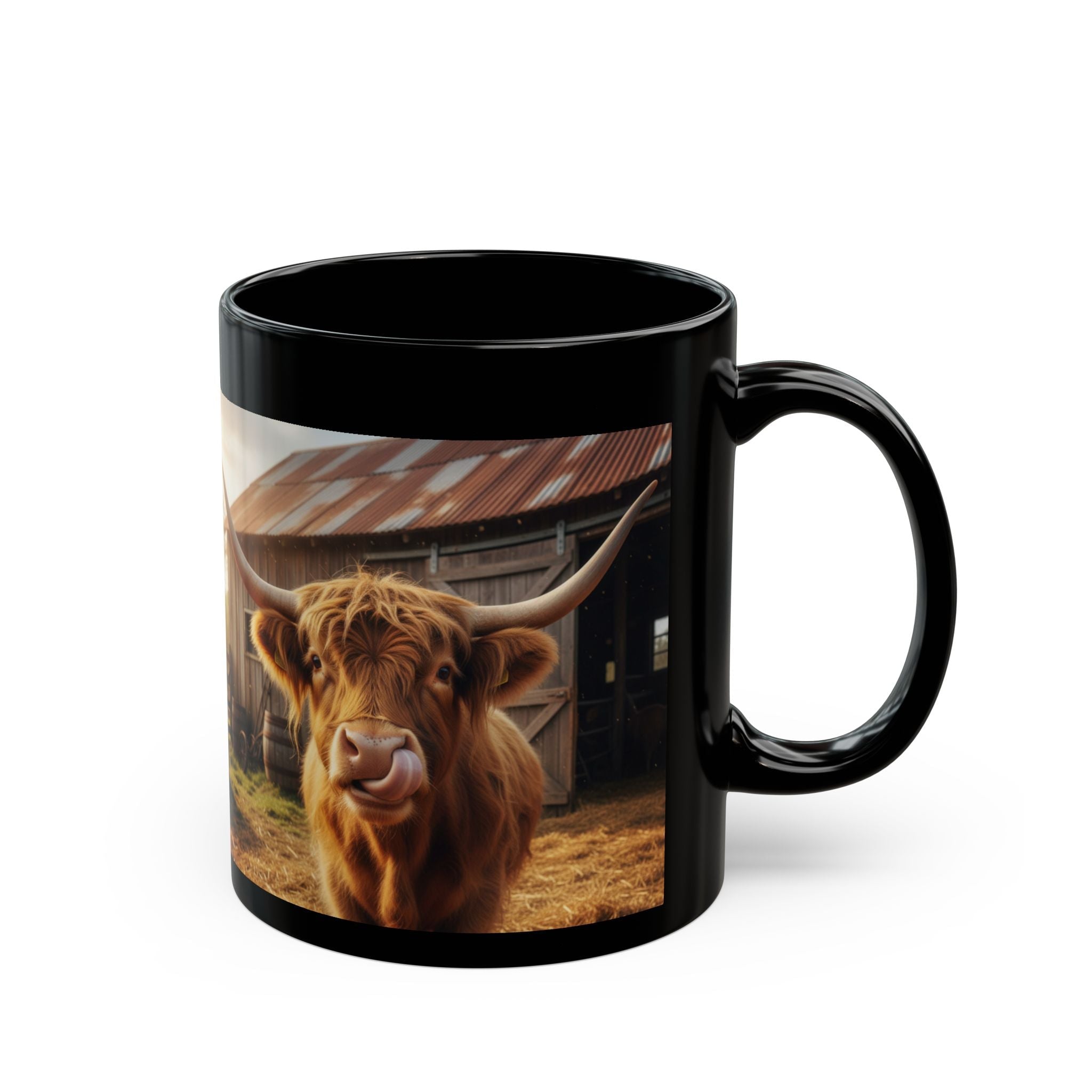 Highland Cow Black Mug - AI Market Visuals Mug