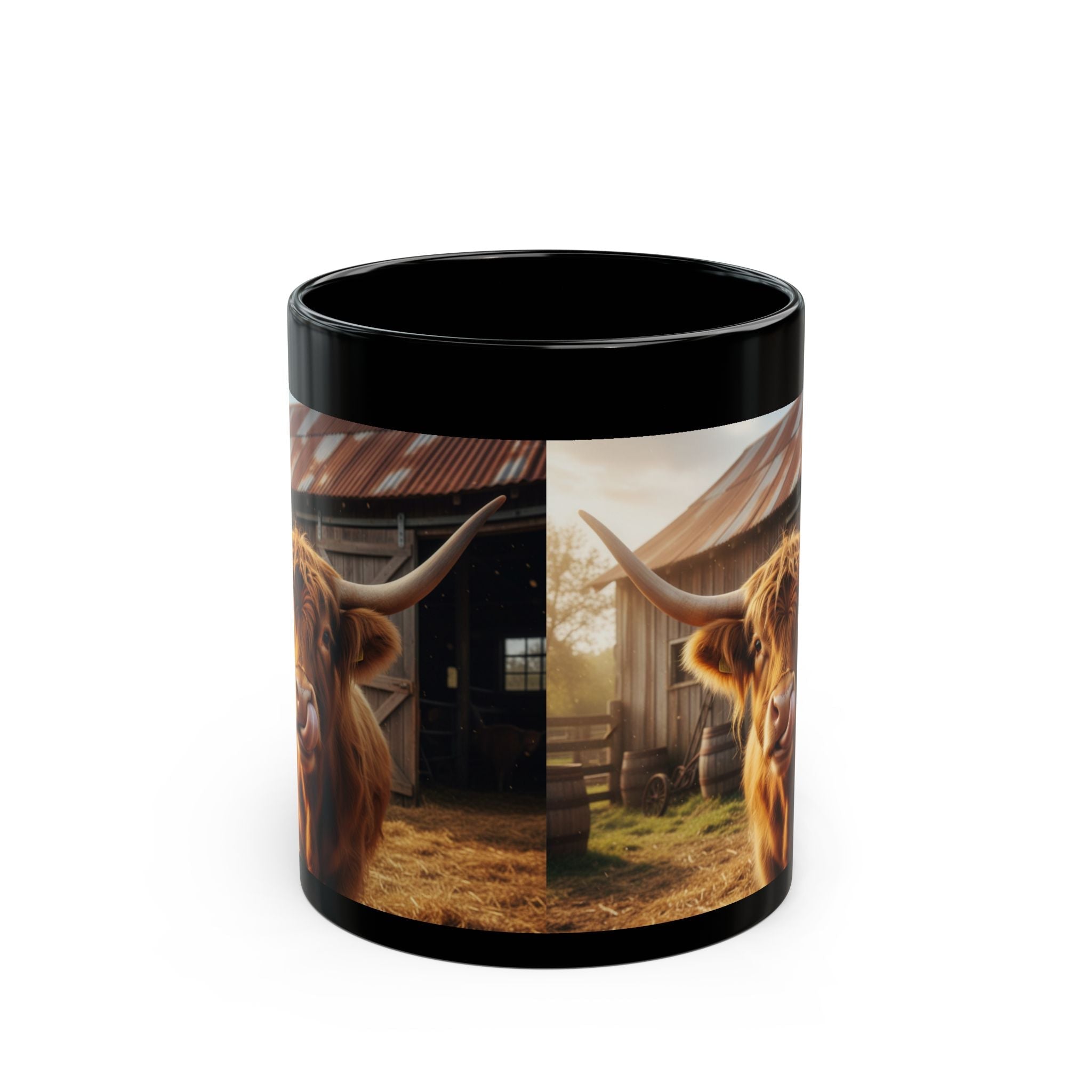 Highland Cow Black Mug - AI Market Visuals Mug