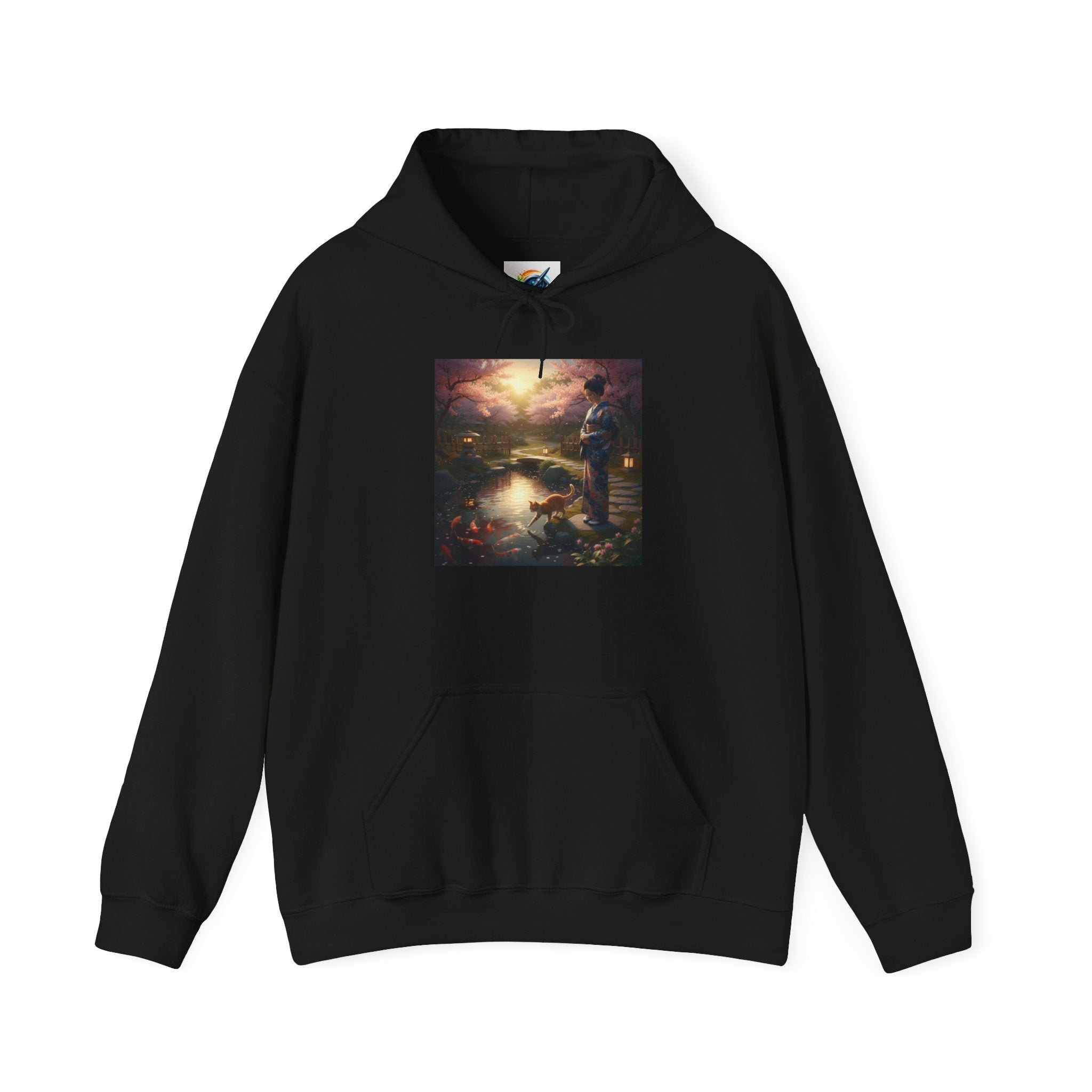 Japanese Garden Print Hoodie - AI Market Visuals Hoodie