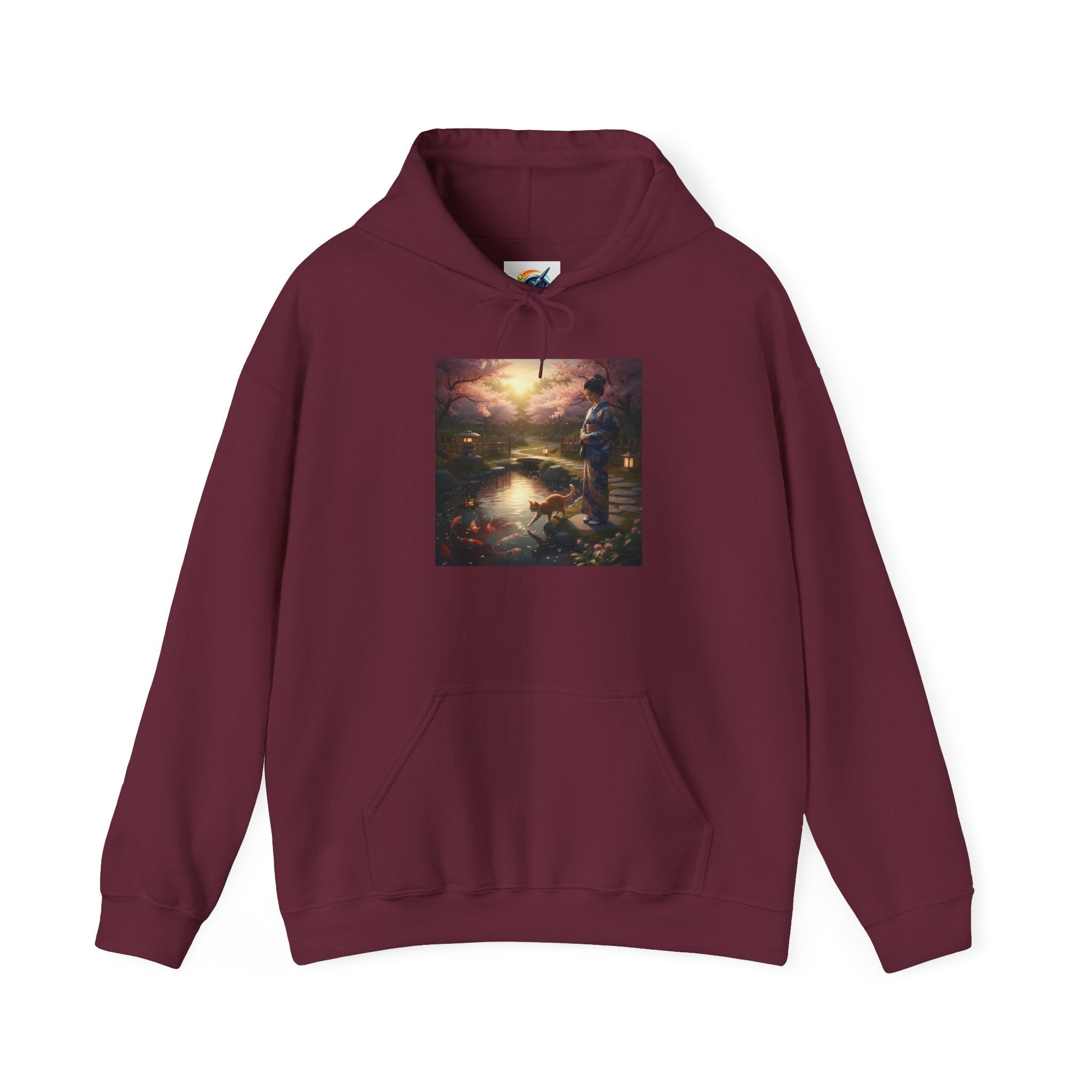 Japanese Garden Print Hoodie - AI Market Visuals Hoodie