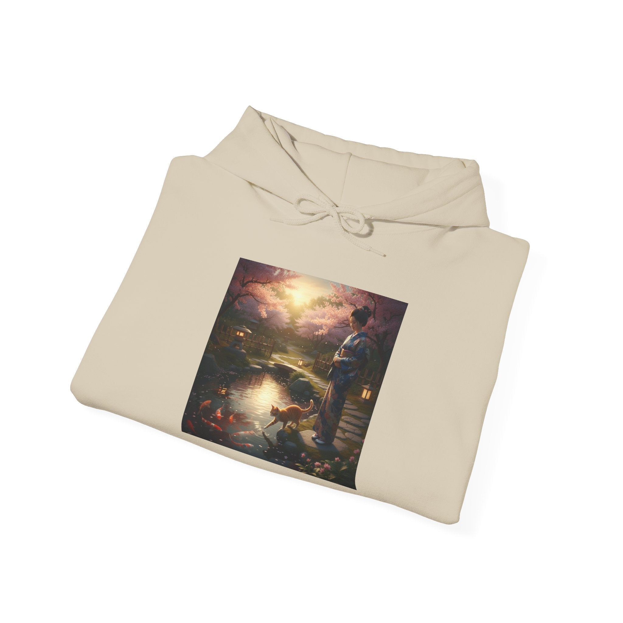 Japanese Garden Print Hoodie - AI Market Visuals Hoodie