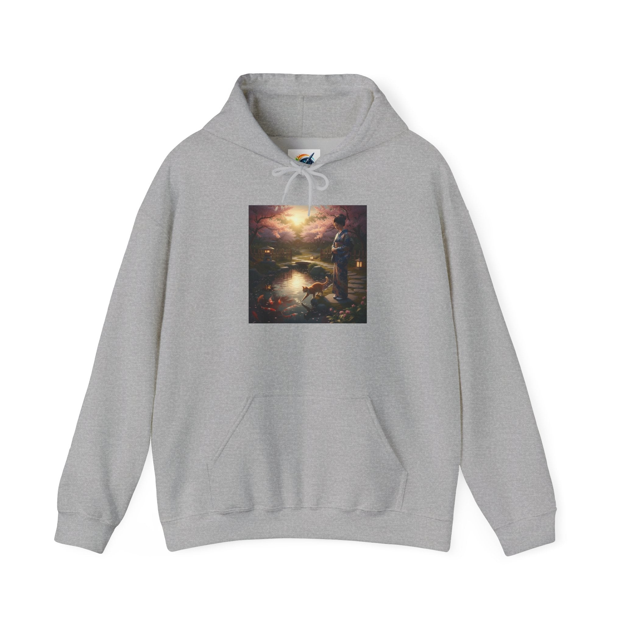 Japanese Garden Print Hoodie - AI Market Visuals Hoodie