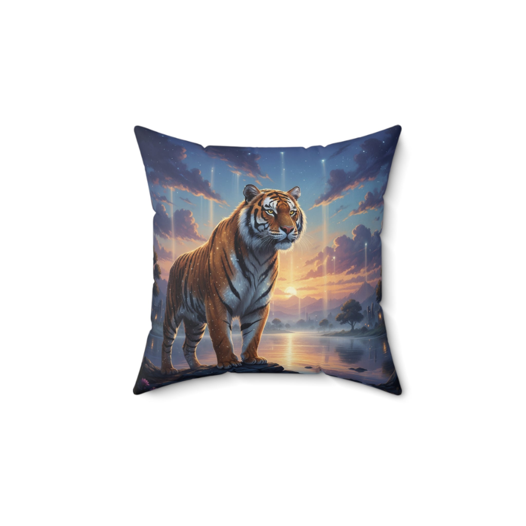 Majestic Tiger Landscape Decorative Cushion - AI Market Visuals Home Decor