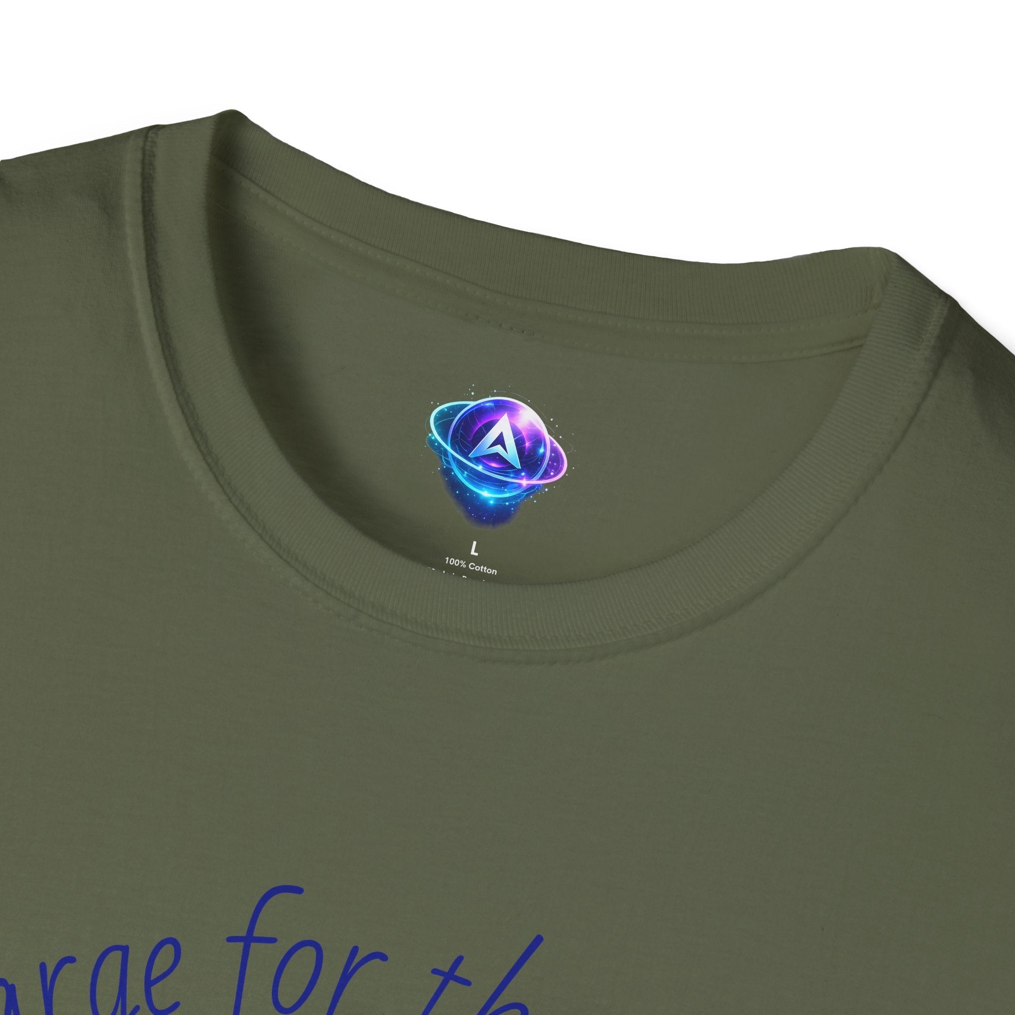 Olive Printify motivational horse t-shirt with round neckline and printed design
