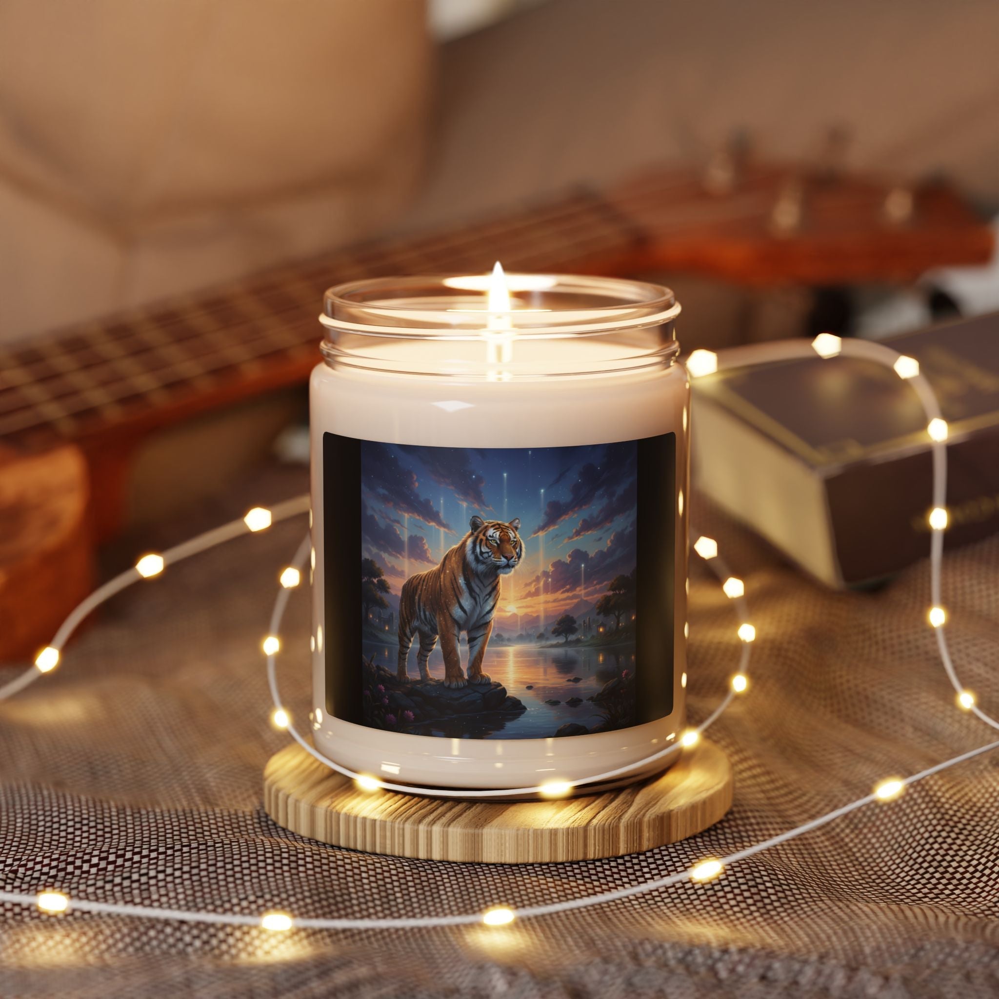 Tiger Sunset Scented Soy Candle - AI Market Visuals Home Decor